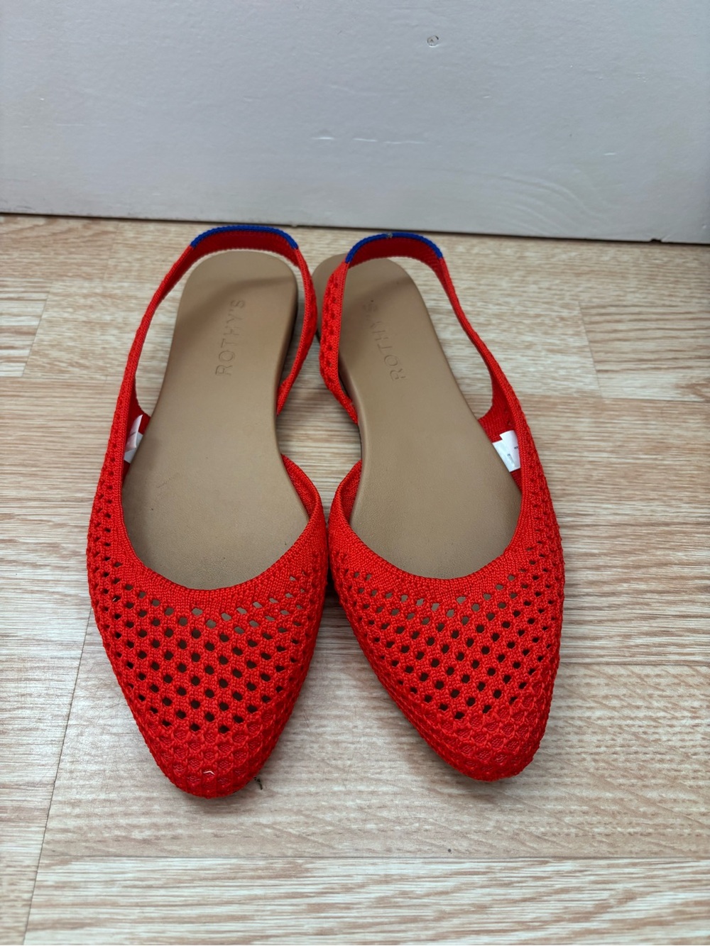 Rothy's Red Knit Pointed Slingback Flats